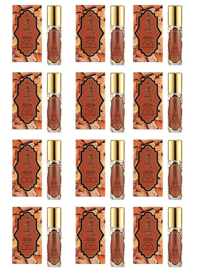 Nabeel 12 Pcs Nabeel Sandal Pure Alcohol-Free Roll On Oil Perfume 6ML Long-Lasting Woody Sandalwood Attar for Men & Women - Image 1